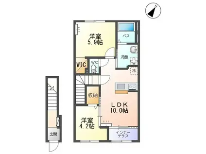 グランドビュー千本桜(2LDK/2階)の間取り写真