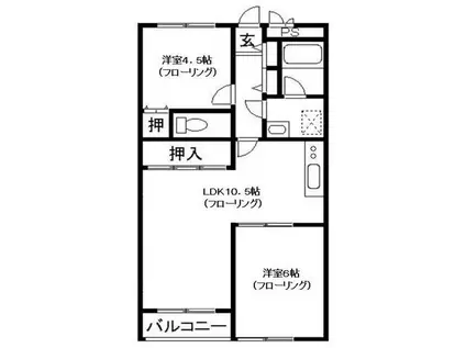 ソシアル末広(2LDK/2階)の間取り写真