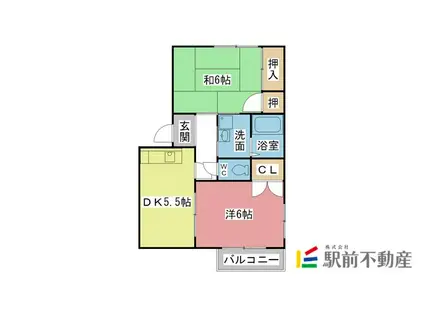 リベラル鍋島II(2DK/2階)の間取り写真
