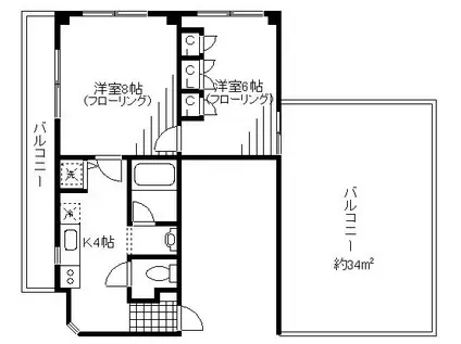 グリーンハイム(2K/5階)の間取り写真