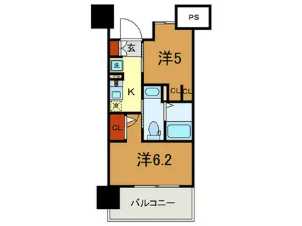 エステムプラザ神戸西Vミラージュ(2K/3階)の間取り写真