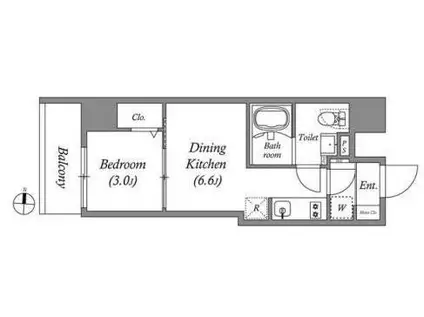 GRANPASEO錦糸町(1DK/3階)の間取り写真