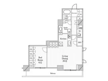 JPノイエ恵比寿西(1LDK/5階)の間取り写真