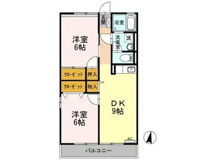 サンヴェールB(2DK/1階)の間取り写真