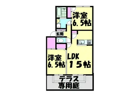 シャーメゾン光明池D棟(2LDK/1階)の間取り写真