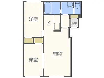 ハイデンス413(2LDK/2階)の間取り写真