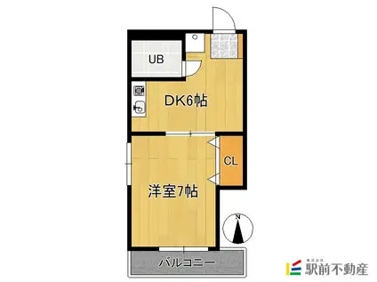 西南ハイツ(1DK/3階)の間取り写真