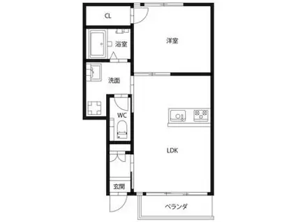 ピース・ドエル(1LDK/1階)の間取り写真