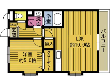サンライズハイツ豊町(1LDK/3階)の間取り写真