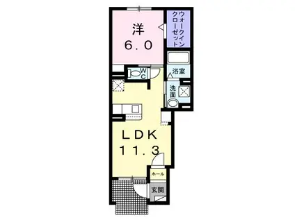 アスカII(1LDK/1階)の間取り写真