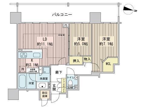 円山ザ・レジデンス(2LDK/15階)の間取り写真