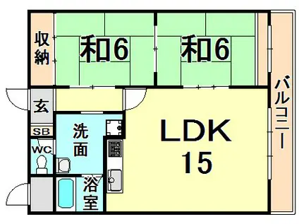 飛鳥グランドパレス(2LDK/3階)の間取り写真
