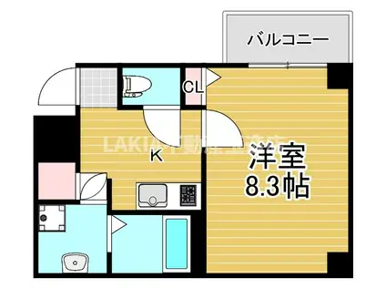 URESIDENCEUESHIO(1K/3階)の間取り写真