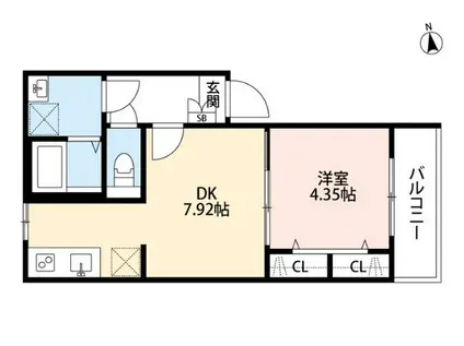 T.A足立区足立2丁目IIC棟(1DK/2階)の間取り写真