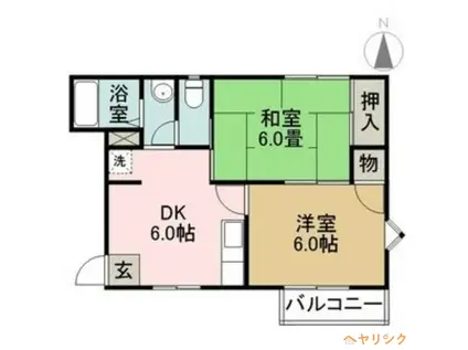 清須ハイム(2DK/2階)の間取り写真