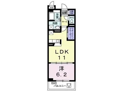 プロムナードIV(1LDK/1階)の間取り写真