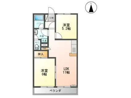 パレスときわ(2LDK/1階)の間取り写真