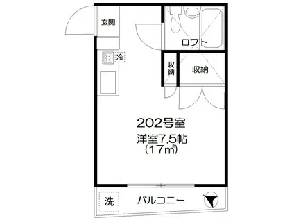 キャトルセゾン(ワンルーム/2階)の間取り写真