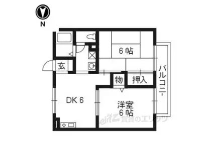 セジュールヴィヴァン(2DK/1階)の間取り写真