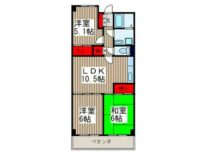 パークエイト戸田(3LDK/7階)の間取り写真