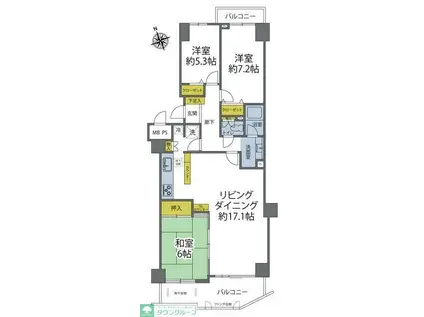 コスモ宮前平(3LDK/4階)の間取り写真