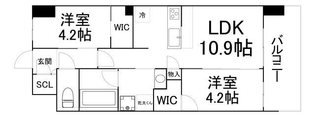 スプランディッド城東関目(2LDK/9階)の間取り写真