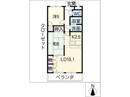ラフィネ木曽川(2LDK/3階)の間取り写真