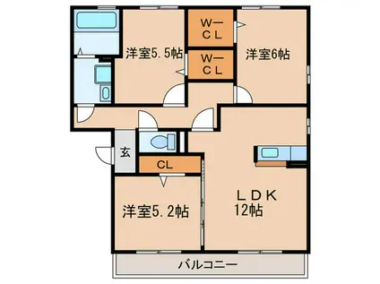 ボヌール(3LDK/3階)の間取り写真