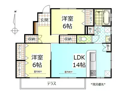 中越アパート(2LDK/1階)の間取り写真