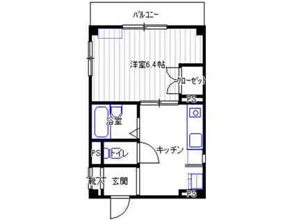 プリティー1(1K/3階)の間取り写真