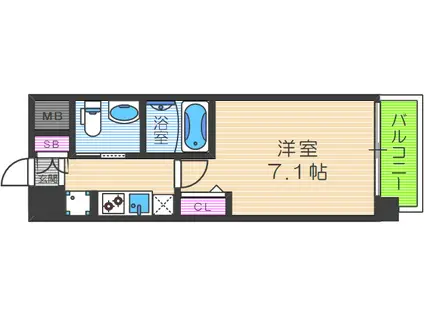 エグゼ天神橋(1K/3階)の間取り写真
