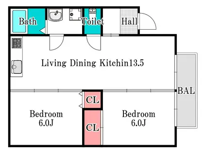 ツインヴィレッジ(2LDK/2階)の間取り写真