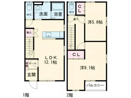 すまいる48番館(2LDK/1階)の間取り写真