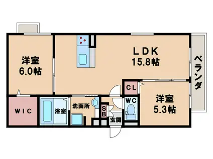 フリージア天王寺(2LDK/3階)の間取り写真