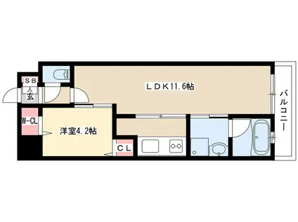 ALATO白壁(1LDK/10階)の間取り写真