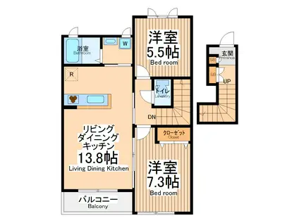 シャーメゾンムクロジコート(2LDK/2階)の間取り写真