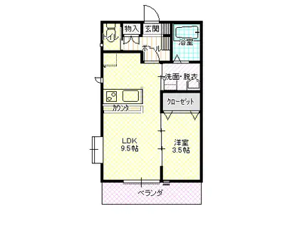 ソラーナ(1LDK/2階)の間取り写真