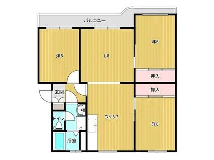 ベイヒル国府(3LDK/4階)の間取り写真
