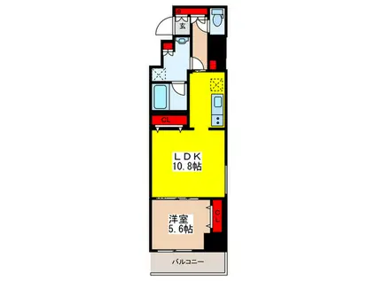 ジェノヴィア東神田グリーンヴェール(1LDK/10階)の間取り写真
