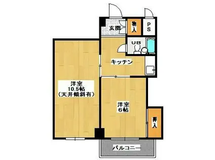 さんふぁいぶ五月が丘(2K/4階)の間取り写真