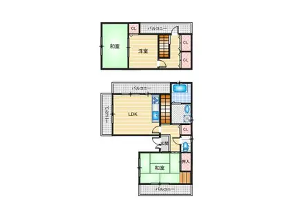 レインボーハイム(3DK/2階)の間取り写真