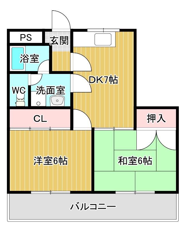 アクティ金田(2DK/4階)の間取り写真
