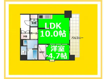 SUNSUNなんば弐番館(1LDK/8階)の間取り写真