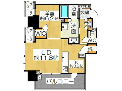 ココラハウス駅前大通三丁目(1LDK/7階)の間取り写真