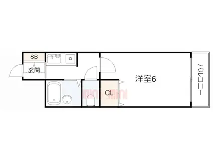 グレースハイツ六甲(1K/3階)の間取り写真