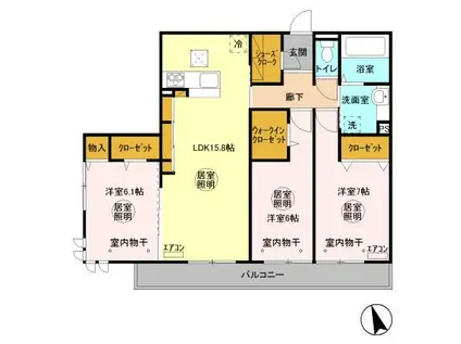 CASA CORE(3LDK/1階)の間取り写真