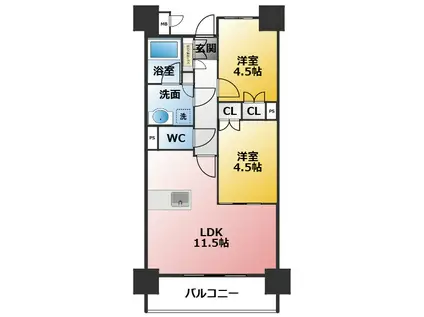 プレサンス名駅南ブリエ(2LDK/5階)の間取り写真