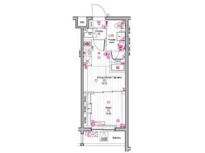 THE PREMIUM CUBE G 東中野(1DK/5階)の間取り写真