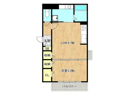 アビタシオン加美北(1LDK/1階)の間取り写真