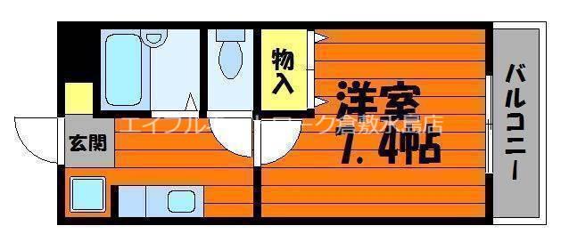 アルスアイパワー(1K/2階)の間取り写真